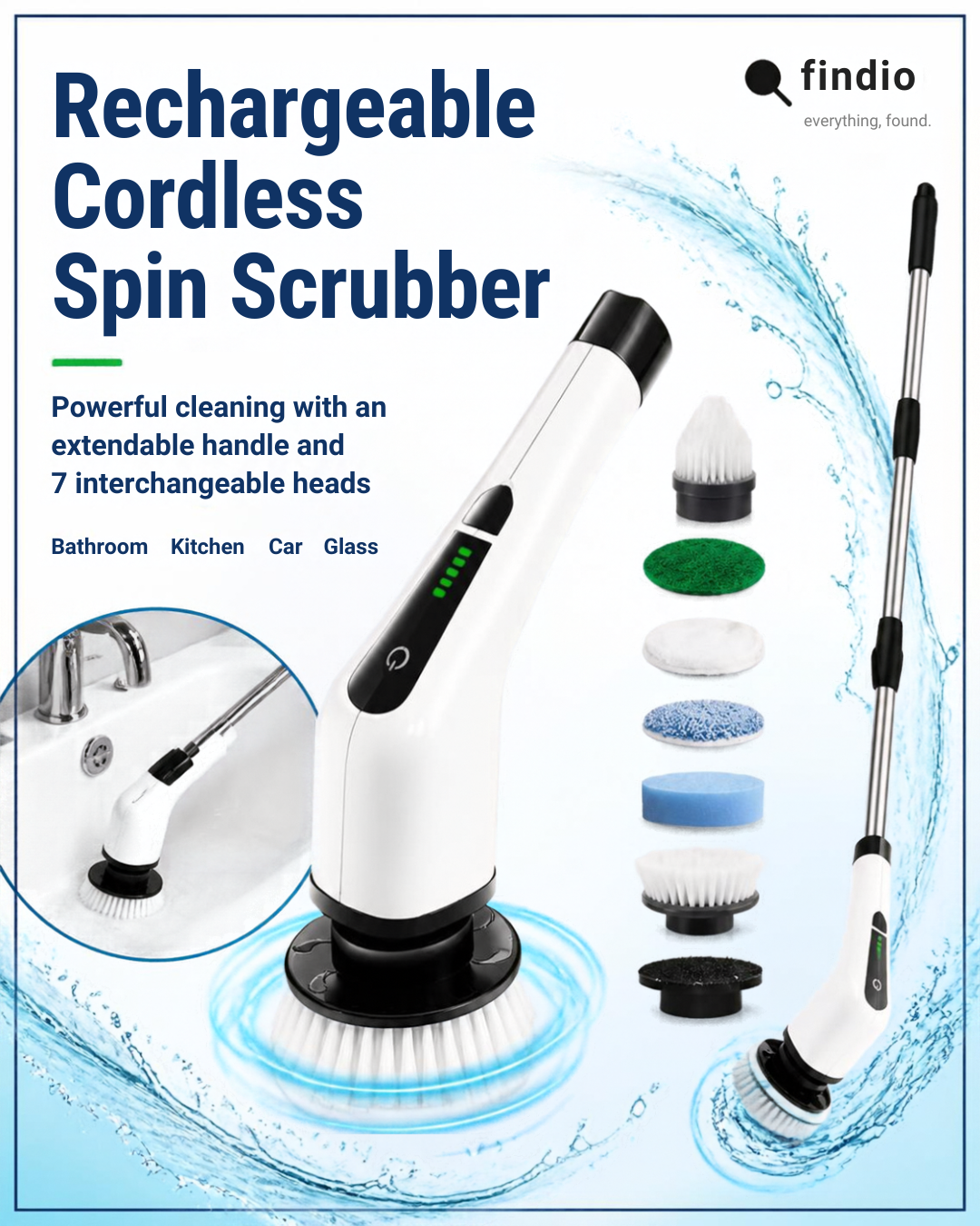 Rechargeable Cordless Electric Spin Scrubber Kit